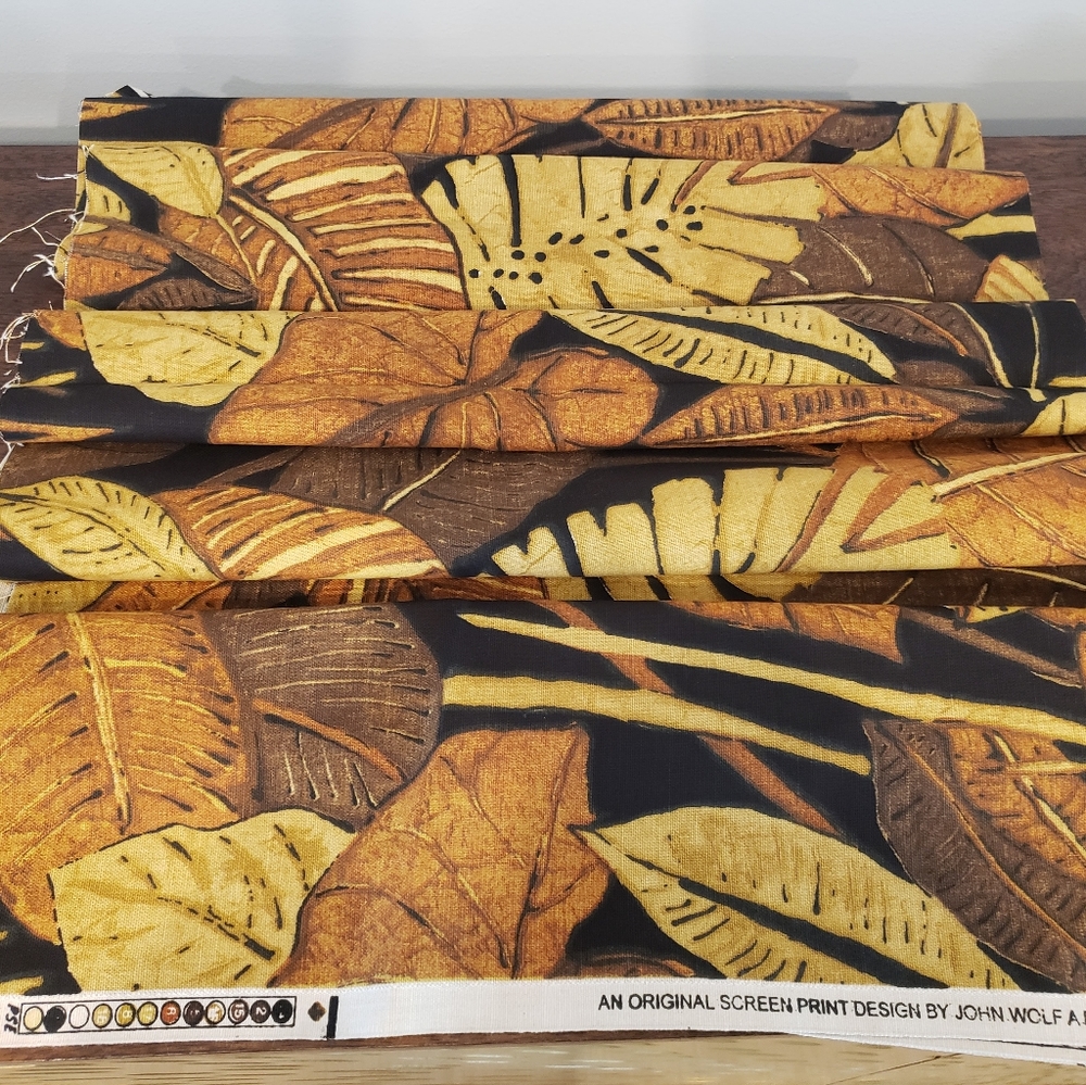 Black & Neutral Leaves Home Decor Cut Fabric 100% Cotton